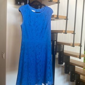 London Times blue lace fit and flare mini dress. Sz 12
